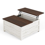 Cozyman 35.6" Lift Top Coffee Table with Storage, Farmhouse Coffee Table for Living Room with Large Hidden Storage Compartment, Wood Square Center Coffee Tables with Flexible Hinged Lift Top, White Cozyman
