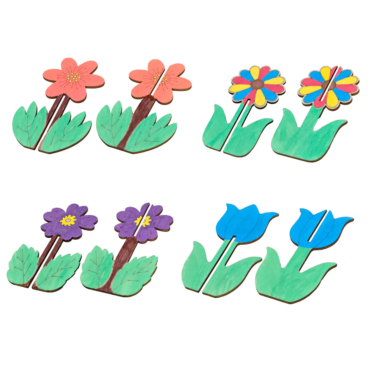BENIMUS DIY 3D Flower Spring Wood Crafts to Paint, Spring Unfinished Wooden Slices for Craft, Flowers Ornaments for Painting Decorations (32 PCS) BENIMUS