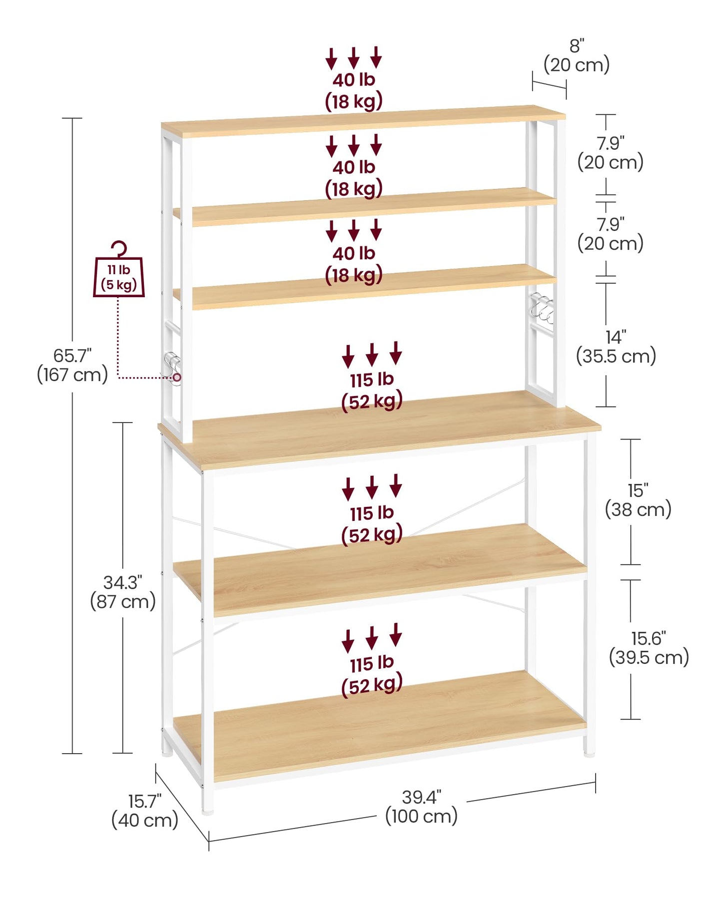 VASAGLE 39.4-Inch Industrial Oak and White Coffee Bar with 6-Tier Storage and Adjustable Shelves - WoodArtSupply