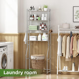 Ekisemio Over The Toilet Storage Shelf, 4-Tier Metal Over Toliet Bathroom Organizer Rack with Shelves, 70 Inch Tall, 4 Hooks and Paper Holder, Chrome Ekisemio