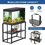 Akenow Fish Tank Stand 40 Gallon , Metal Aquarium Stand Double Layer with Storage 36.4" x 18.5"x29.1 fits Aquarium,Turtle Tank/Reptile Terrariums,White (Black) Akenow