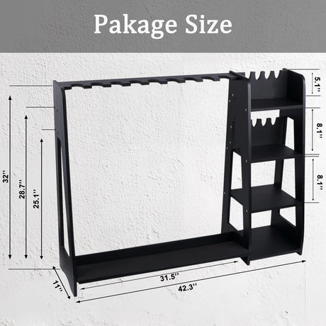 Salajory Indoor Gun Rack, Adjustable Wood Gun Rack with Pistol Rack, Floor Standing Shotgun Rack Gun Display Rack Rifle Storage for Garage Gun Storage - Holds 9 Long Guns and 8 Handguns Salajory