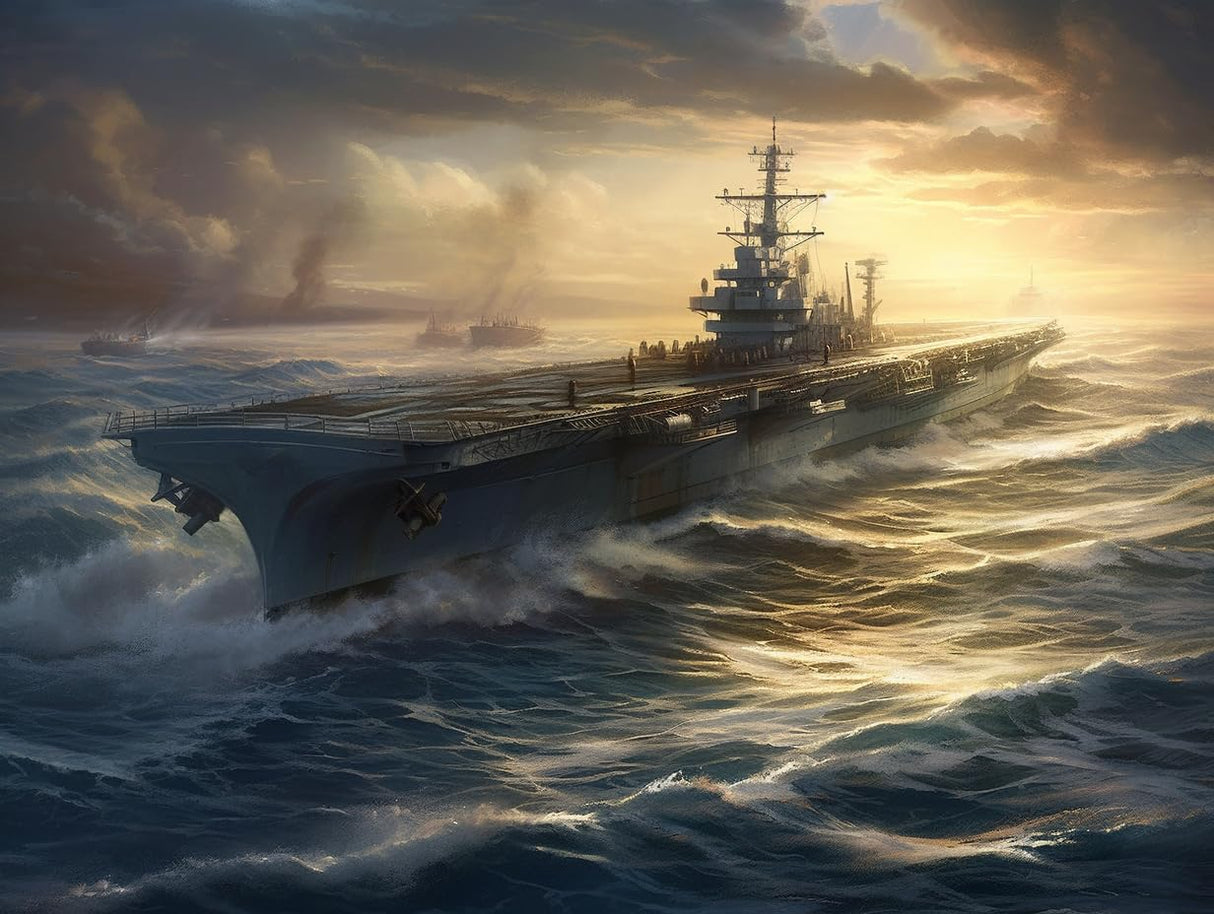 Diamond Art Painting Aircraft Carrier USS Navy Ship Military Aircraft Kit for Adults Full Drill Diamond Art Painting by Number Kits Gem Art Wall Home Decor(15.8 x11.8inch) WoodArtSupply