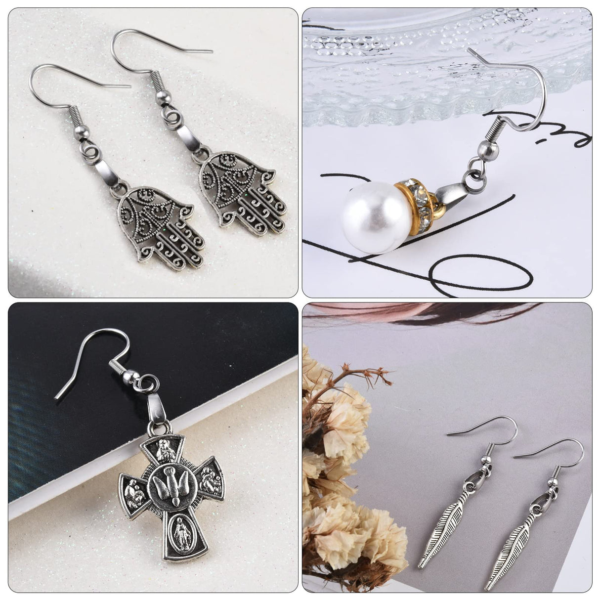 Earring Hooks 50PCS/25Pairs, Stainless Steel Ear Wires Fish Hooks, Hypo-allergenic Jewelry Findings Parts for DIY Jewelry Making MENKEY