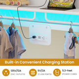 Itaar Metal Bunk Bed Twin Over Twin with Hall Tree, Power Outlet, LED Bunk Bed with 4 Storage Drawers, Bed with Safety Guardrail & Ladders, No Box Spring Needed, Easy Assembly, White Itaar