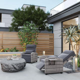 PeacefulHues Outdoor Rattan Recliner, Armrest Console Tray,Patio Lounge, Adjustable Backrest & Footrest 150° Lay Flat, Removable Cushion,Air Pump Chair,for Pool,Balcon,Veranda,Porch,Terrace,Yard PeacefulHues