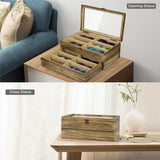 SRIWATANA Sunglasses Case Organizer for Women Men, 12 Slot Wood Eyeglass Eyewear Display Box with Glass Top, Gifts for Loved One, Carbonized Black SRIWATANA