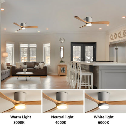 IBalody 48in Nordic Indoor Ceiling Fan Light 12W LED Dimmable Fan Lights Living Room Dining Room Ceiling Lighs Fan Lighting 6 Gear Wind Speed Ceiling Fan with Light Wooden Fan Blades (Grey) - WoodArtSupply