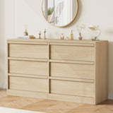 GarveeHome 6 Drawer Dresser for Bedroom, 47in Wide Natural Oak 6 Chest of Drawers with Large Storage, Wooden Dresser Organizer for Living Room, Entryway, Nursery GarveeHome