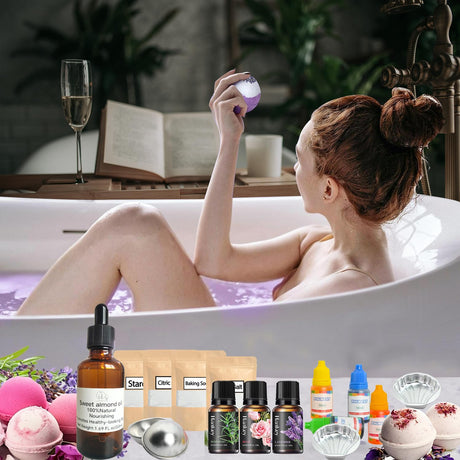 Worhepp Bath Bomb Making Kit- Make Your Own Spa Set, Shower Craft Kits with Bath Bomb Molds, Soap Making Kits, Beginner Bath Bomb Kit DIY Bath Bombs Kit for Making Supplies Gifts for Girls Women Worhepp