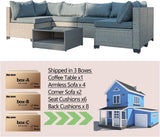 Aug-guan Patio Furniture Set 7-Piece, All-Weather Outdoor Conversation Set Sectional Sofa with Water Resistant Grey Thick Cushions and Coffee Table（Grey） Aug-guan