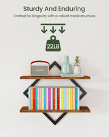 CHOEZON Floating Shelves, Set of 2 Wall Shelves, 2-Tier Hanging Shelves, Wall Shelf Set of 2, Wall Mounted Shelves, for Living Room, Bedroom, Kitchen, Office, Study, Rustic Brown TBJ01P2BF CHOEZON