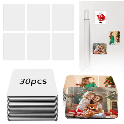 Sublimation Magnet Blanks, 30PCS Sublimation Blank Refrigerator Magnets - Personalized Fridge Magnet Sublimation Blanks Products for Kitchen Office Decorative, 5.5x7.5 cm (Rectangular)