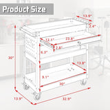 Pelnuies 3 Tray Tool Cart with Drawers, 400 LBS Capacity Rolling Tool Cart on Wheels, Heavy Duty Utility Cart with Pegboard, Mechanic Tool Storage Cart for Garage, Warehouse and Repair Shop, Red Pelnuies