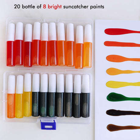 Winlyn 27 Sets Halloween Pumpkin Suncatchers Ornaments Decorations DIY Window Paint Art Suncatchers Craft Kits Jack-O'-Lantern Sun Catchers for Kids Classroom Activities Fall Halloween Art Project Winlyn