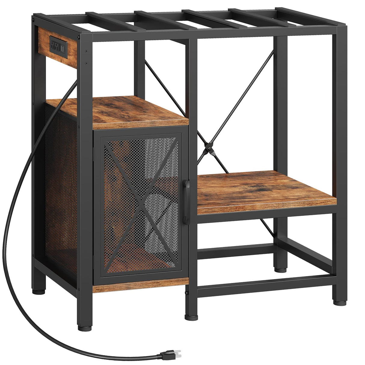 MAHANCRIS 20-37 Gallon Fish Tank Stand, Aquarium Stand with Power Outlet and Storage Cabinet, Heavy Duty Tank Stand Suitable for Turtle Tank, Reptile Terrarium, for Home Office, Rustic Brown FTHR40E01 MAHANCRIS