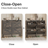 Maupvit Large Shoe Cabinet with 4 Flip Drawers, Freestanding Shoe Cabinet Organizer with Metal Drawer Bracket, Shoes Storage Cabinet for Entryway, Maupvit