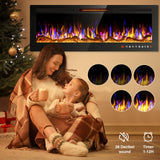 ALPACA 60" Slim Electric Fireplace Recessed and Wall Mounted,Wall Fireplace and Freestanding Linear Fireplace, with Remote Control,13 Adjustable Flame Color and 5 Brightness, 750W/1500W Alpaca