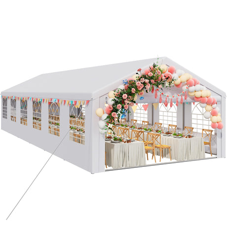 YITAHOME 20x40FT Party Tent Heavy Duty Wedding Tent Event Shelters Outdoor Canopy Upgraded Galvanized Steel Carport with Removable Sidewall Windows for Commercial and Parties (White) YITAHOME