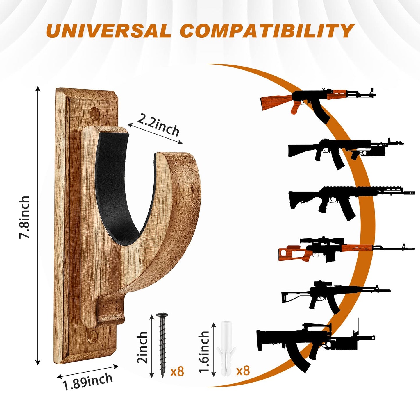 4 Pack Gun Rack for Wall Rifle Shotgun Bow Wood Rifle Stand Rustic Indoor Gun Hooks Horizontal Rifle Holder Solid Wooden Rifle Wall Mount Display - WoodArtSupply