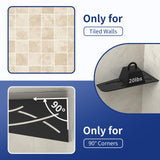 Bernkot Corner Shower Shelf 12" Matte Black 304 Stainless Steel Quadrilateral Corner Shelf Recessed Bathroom Storage Shampoo Holder Organizer Kitchen Shelf Rack, No Drilling Bernkot