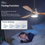 Sofucor 48 Inch Smart Ceiling Fan with Lights and Remote/APP Control, Compatible with Alexa/Google, 3 Blade Brown Black Solid Wood Low Profile Ceiling Fan for Indoor Outdoor Bedroom Farmhouse Patio Sofucor