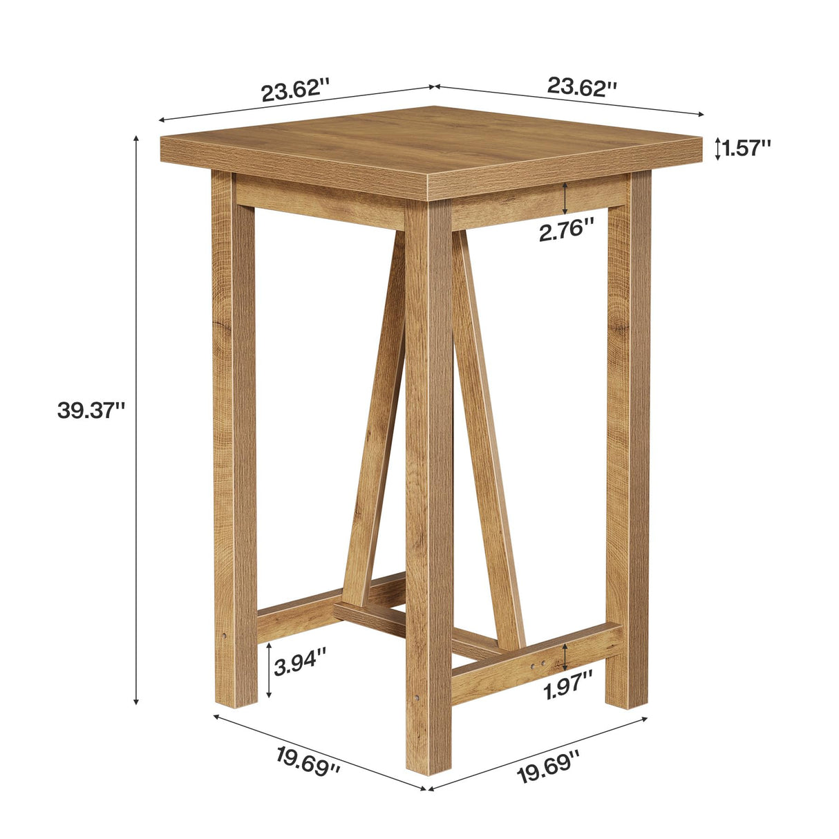 Tribesigns Bar Table, 39.4" Tall Counter Height Pub Table for Cocktail Coffee Bistro, Farmhouse Square High Top Desk for Living Room, Dining Room, Kitchen, Small Space Tribesigns
