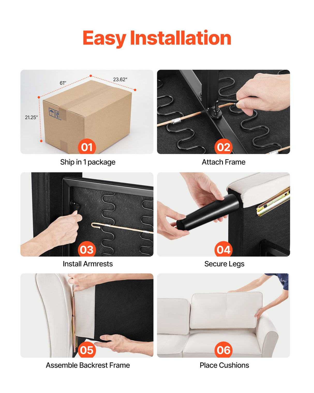 VEVOR Loveseat Sofa, 69-Inch Small Sofa Couch for Living Room, Velvet Fabric 2-Seats Couch with Sinuous Spring, Soft Cushions and Sturdy Frame, Comfy Loveseat for Bedroom, Office or Apartment, White VEVOR