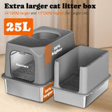 Pawtners Stainless Steel Cat Litter Box, XL Extra Large Kitty Litter Pan, Front Entry Top Exit Hooded Metal Cat Toilet for Odor Control with Removable Lid & Scoop, Anti-Leakage, Easy to Clean Pawtners
