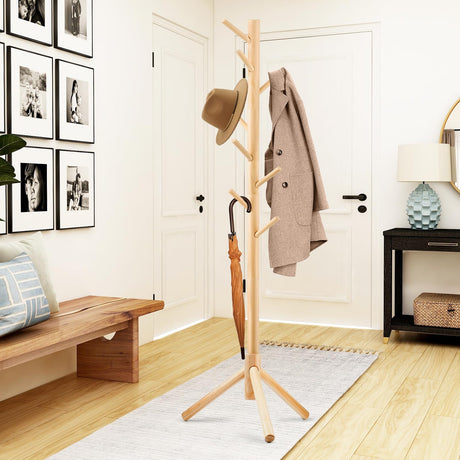 WANGMUXIA Coat Rack, Freestanding Coat Rack with 8 Hooks and 3 Adjustable Size Tree Coat Racks for Bedroom, Hallway, Entrance, Office, for Hats, Coats, Scarves, Handbags WANGMUXIA