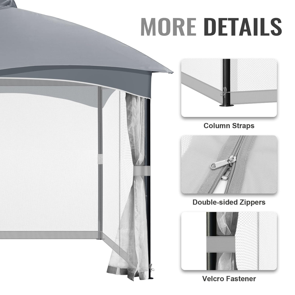 COWVIE Gazebo Replacement Netting Screen, 12' x 16' Universal Gazebo 4-Panel Mosquito Sidewalls with Double Zippers for Outdoor Patio (Only Netting) COWVIE