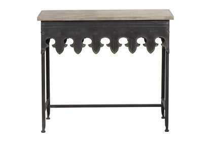 Creative Co-Op Rustic Farmhouse Metal Console Table with Solid Wood Top, Distressed Grey