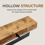 YLYHSST 60" Fireplace Mantel, 3'' Thick Handmade Rustic Solid Wood - Wall Long Floating Shelf with Invisible Metal Bracket, Wood Color YLYHSST