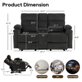 P.H.Furn Power Reclining Loveseat, Massage Loveseat Recliner Sofa Home Theater Seating with Heat, RV Love Seat Chair Clearance with Console, Storage, Cup Holders, Wall Hugger Couch P.H.Furn