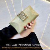 Ladies' Water Diamond Evening Handbag, Sparkling ballroom shoulder bag, fashionable wallet, wedding dress bag suitable for weddings, birthday parties, dances, cocktail parties (Champagne color) AOKMZUS