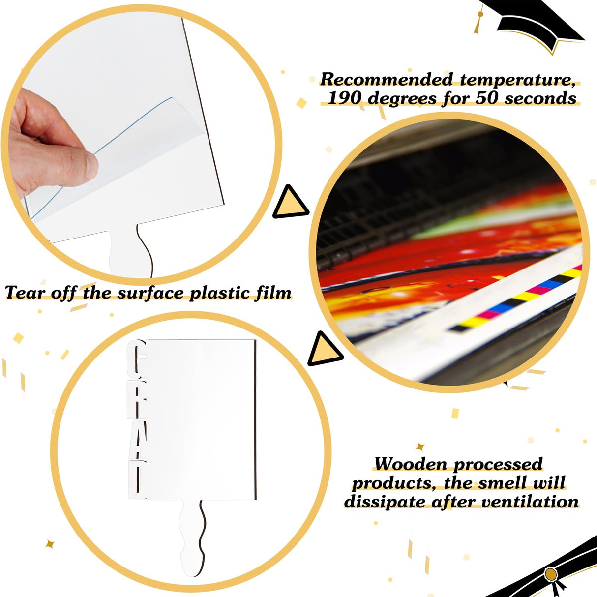 Anglechic 12 Pcs Christmas DIY Sublimation Blanks Paddle Fan 2024 Hand Fans Wood Photo Frame for Wedding Class School Sports Competitions Xmas Party Memorial Anglechic