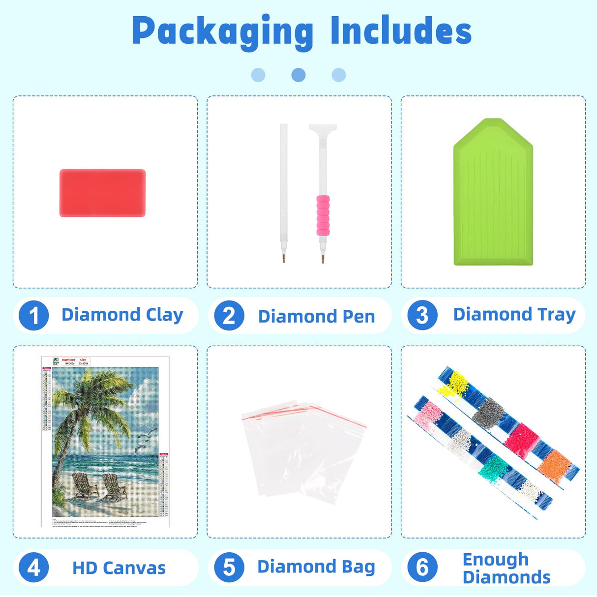 RICUVED Beach Diamond Art Kits for Adults, 5D Sea Diamond Painting Summer Kits for Beginners, Full Drill Diamond Art Coconut Tree Diamond Gem Arts Craft for Home Wall Decor 12x16Inch RICUVED