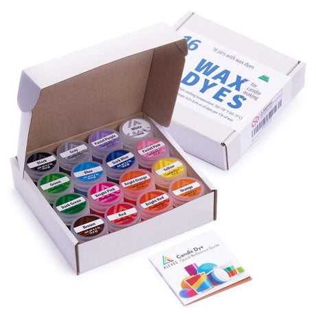 Wax Dyes for Candle Making - 16 Colors Set of Wax Dyes - Color for Candle Making 0.2 oz - Candle Dye for Soy Candle Making ALEXES