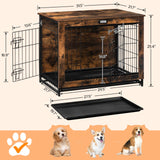 HOOBRO Dog Crate Furniture, Indoor Dog Kennel, Wooden Dog Furniture with Pull-Out Tray, Double Doors Dog House, Modern Side End Table for Medium/Large/Small Dog, 32.5" L, Rustic Brown BF802GW03G1 HOOBRO