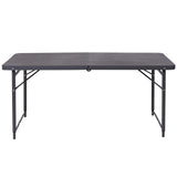 Flash Furniture Mills 4-Foot Height Adjustable Bi-Fold Dark Gray Plastic Folding Table with Carrying Handle Flash Furniture