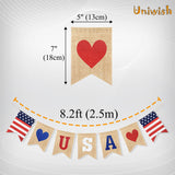 Uniwish USA Banner Burlap Bunting 4th of July Decorations American Independence Day Celebration Red White and Blue Theme Party Supplies Uniwish
