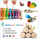 LOOIKOOS Toddler Musical Instruments,Wooden Percussion Instruments Toy for Kids Baby Preschool Educational Musical Toys Set for Boys and Girls with Storage Bag LOOIKOOS