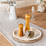 Hanobe Decorative Serving Tray Wood: White Washed Bead Round Tray Decor for Coffee Table Rustic Wooden Trays Farmhouse Centerpiece for Living Room Kitchen Counter Hanobe