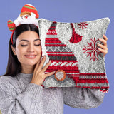 Latch Hook Kits Pillow Christmas Hat Crochet Yarn Cushion Colour Pre-Printed Canvas Rug Needlework DIY Pillowcase Hook and Latch Kit Home Arts Crafts Sofa Decoration 42x42cm/16X16inch DL-YTG
