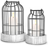 Livelab Modern Farmhouse Lantern Decor, [Refined] Rustic Home Decor Lanterns, Wire Metal Cloche Decorative Candle Holder for Living Room, Fireplace Mantle, Bathroom Countertop, Valentine's Day Decor Livelab