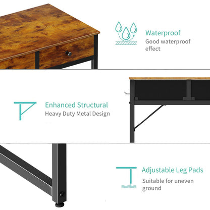 Lufeiya Small Computer Desk with 2 Drawers for Bedroom, 31 Inch Home Office Desk with Storage Fabric Drawer and Bag, Study Writing Table for Small Spaces, Rustic Brown - WoodArtSupply