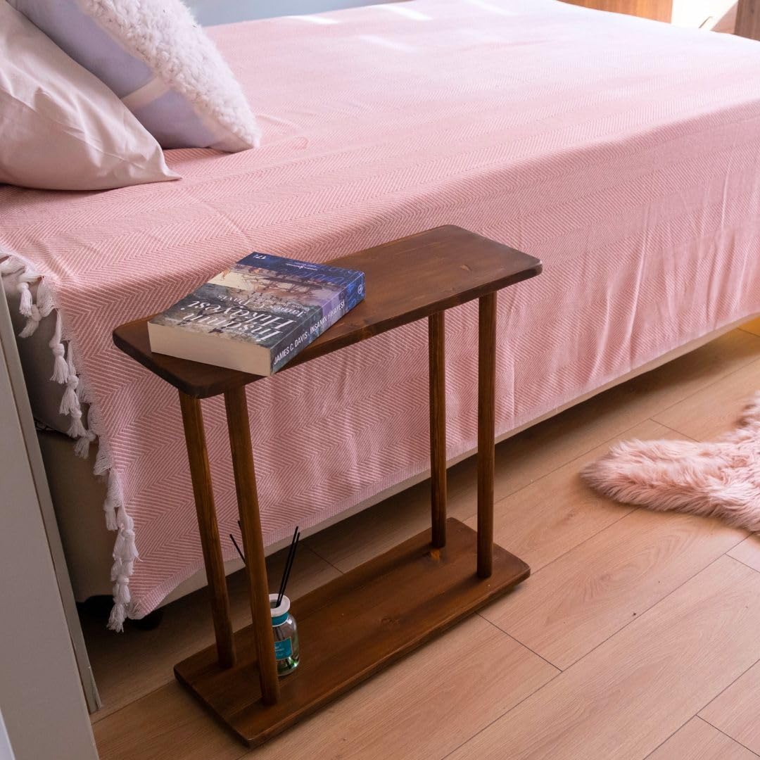 GENESIS WOODESIGN Rectangular Solid Wood Narrow Side Table, Skinny Bedside Table, Small End Table (Dark Walnut, X-Large) GENESIS WOODESIGN