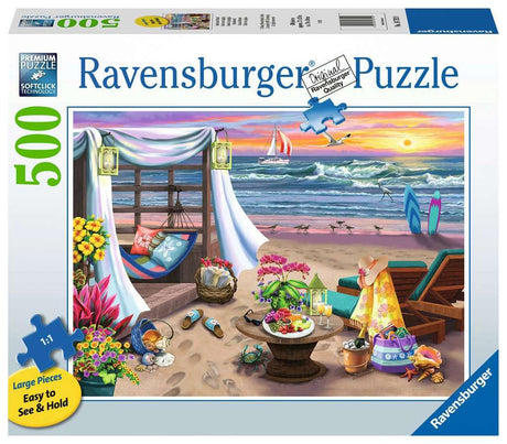 Ravensburger Cabana Retreat Puzzle - 500 Piece Large Format Jigsaw | Unique Softclick Technology | Sturdy & Glare Free | Created by Renowned Artist Nancy Wernersbach Ravensburger