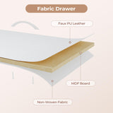 HAUOMS TV Stand Dresser for 65 Inch TV, 63" W Dresser with LED Lights & Charging Station, White Long Dresser with 12 Fabric Drawers, Entertainment Center with Shelves,for Living Room HAUOMS