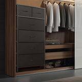 Mifuro Tall Dresser for Bedroom, Vertical Storage Organizer Tower with 6 Drawers, Chest of Drawers with Fabric Bins, Steel Frame, Wood Top for Bedroom, Closet, Entryway- Black Mifuro